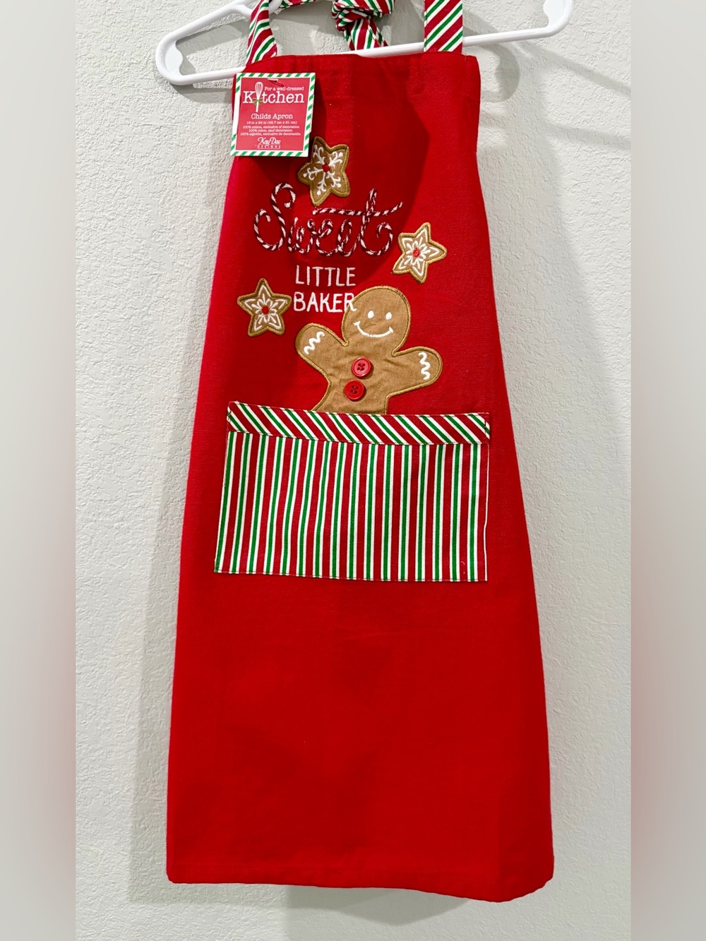 KayDee Designs Child’s Red "Sweet Little Baker" Gingerbread Pocket Holiday Apron